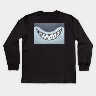 Great White Shark Smile Mask! Kids Long Sleeve T-Shirt